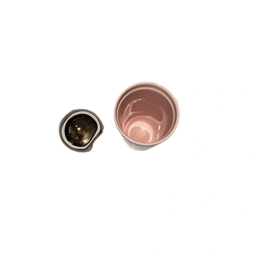 Hallmark Ceramic Blush Pink Tumbler Geometric Heart with Lid NWT